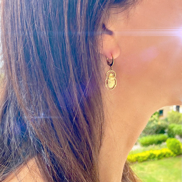 Boucles d'oreilles Scarabée acier inoxydable
