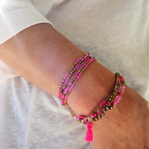 Bracelet pompon rose