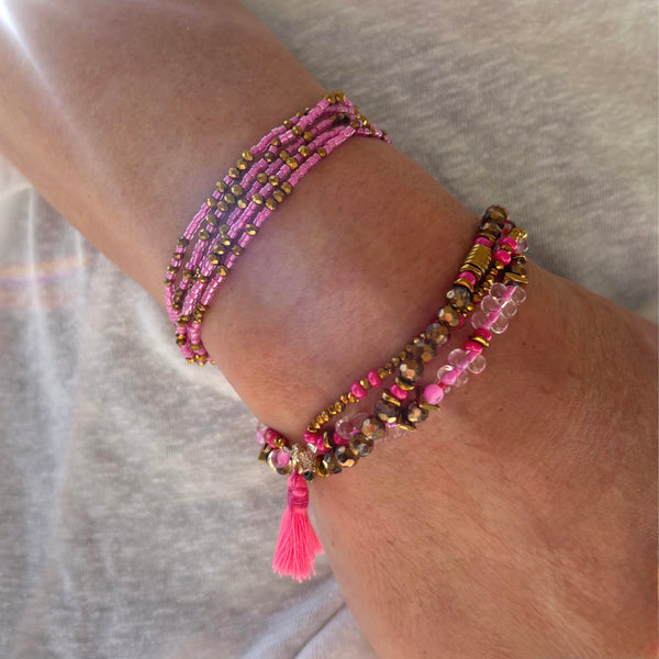 Bracelet pompon rose