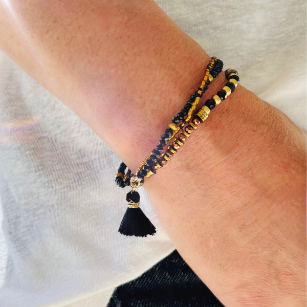 Bracelet pompon noir