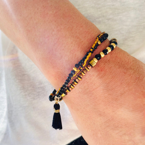 Bracelet pompon noir