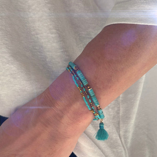 Bracelet pompon turquoise