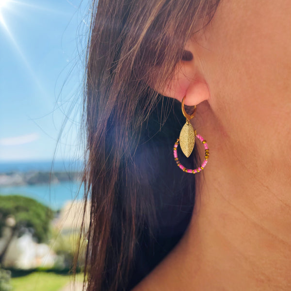 Petites boucles miyuki fuchsia