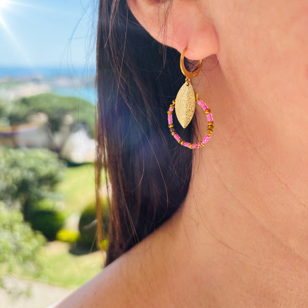 Petites boucles miyuki fuchsia