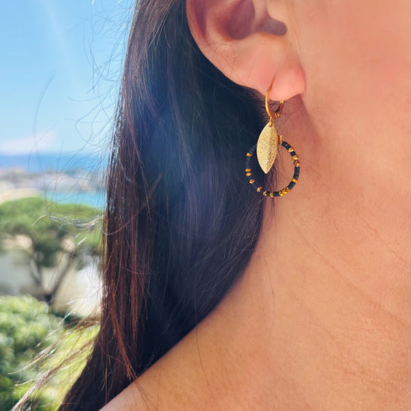 Petites boucles miyuki noir