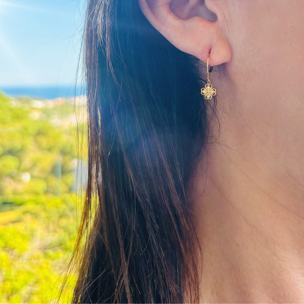 Boucles d'oreilles trèfle et strass