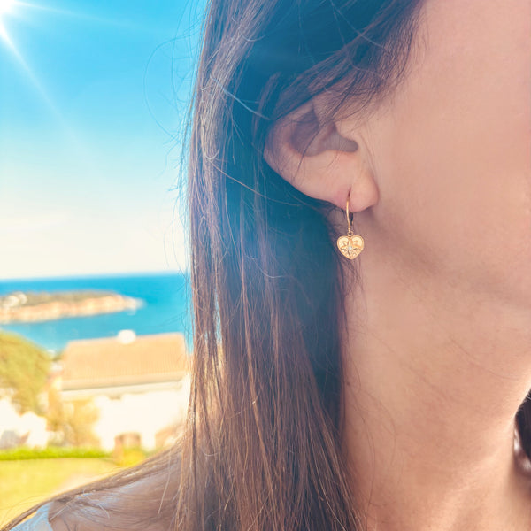 Boucles d'oreilles Coeur étoile héxagramme et strass