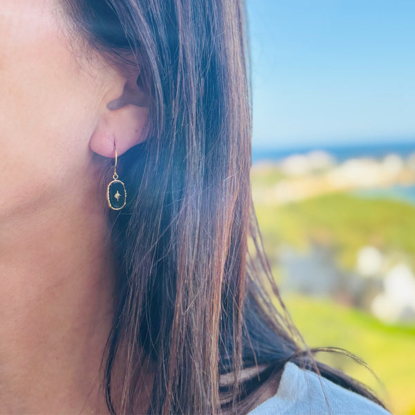 Boucles d'oreilles médaille ovale Onyx noir