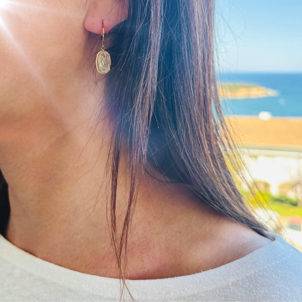 Boucles d'oreilles médaille ovale Feldspath