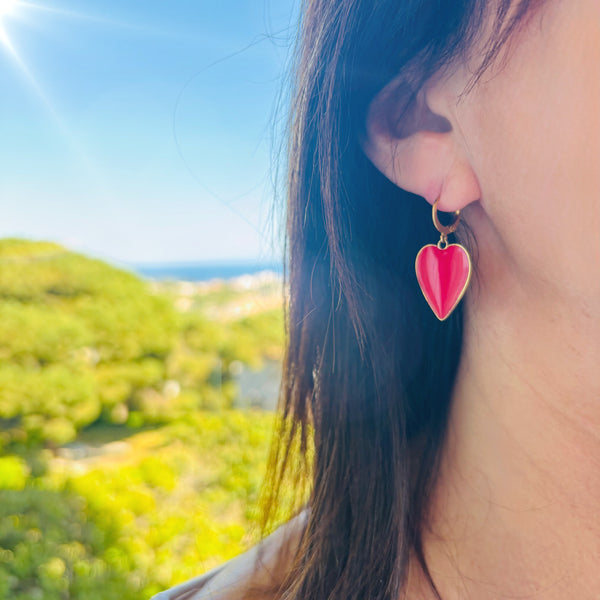 Boucles d'oreilles Coeurs rouge