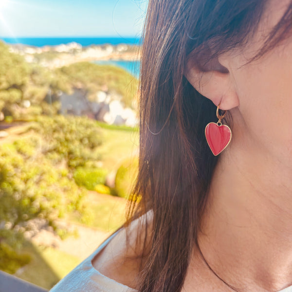 Boucles d'oreilles Coeurs rouge