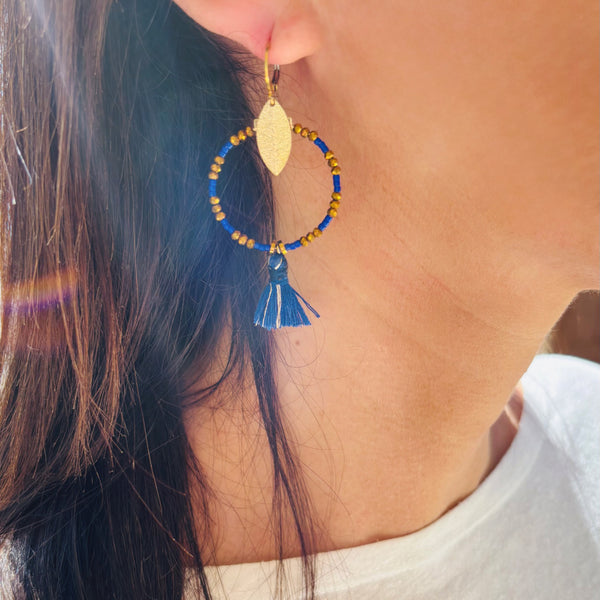 Boucles d'oreilles Pompon Marine