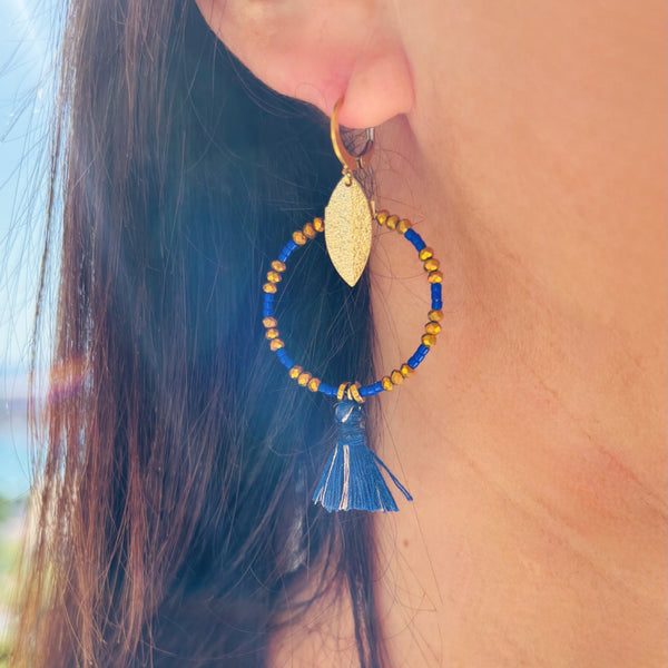 Boucles d'oreilles Pompon Marine