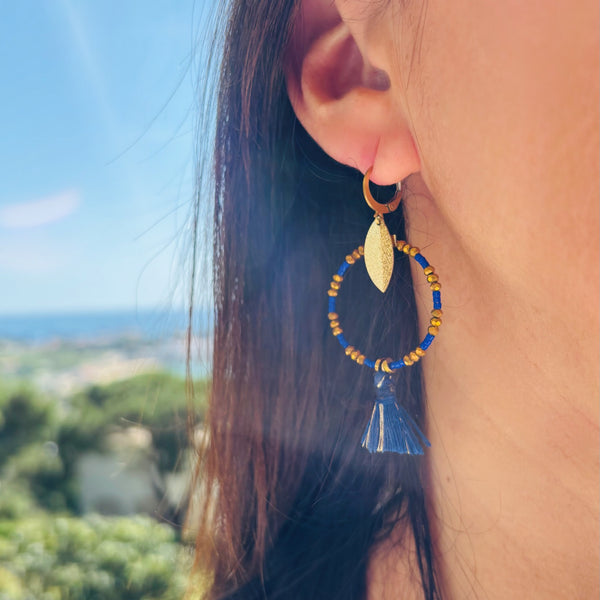 Boucles d'oreilles Pompon Marine